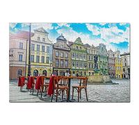 Puzzle Pologne 100 pièces Pologne Place du Vieux marché Poznan Jeu de Puzzle Oeuvre d'art Souvenir de Voyage 45,5x35,5CM