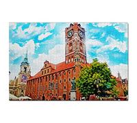 Puzzle Pologne 200 pièces Monument de Nicolas Copernic à Torun, Jeu de Puzzle, œuvre d'art, Souvenir de Voyage, 35 x 25 cm