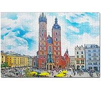 Puzzle Pologne Basilique Sainte-Marie Cracovie pour Adultes 300 pièces Cadeau de Voyage Souvenir 38x26CM
