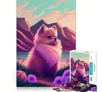 Puzzle Poméranien Nature Pom Pom pour Adolescents 1000 pièces Wise Think Toy Gentle Leisure Tight Cut Liste de souhaits du Père Noël (38x26cm)