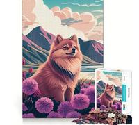 Puzzle Poméranien Nature Pompon 1000 Pièces pour Adolescents Jeu d'Entraînement Cérébral Cadeau Saisonnier (50x75cm)