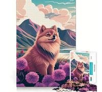 Puzzle Poméranien Nature Pompon 1000 Pièces pour Adultes Jeu de Logique et de Détente Bords Lisse Cadeau Saisonnier (38x26cm)