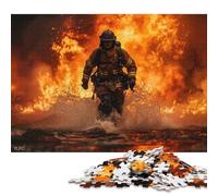 Puzzle Pompier Flamme 1000 Pièces Puzzles en Bois pour Adultes Divertissement Familial Jouets 1000pcs (75x50cm)