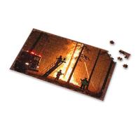 Puzzle pompiers bataille intense feu de forêt au milieu de la forêt carbonisée - Puzzle pour adultes (300 pièces)