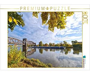 Puzzle · Pont Levant Historique avec Un Bateau de Navigation intérieure | L'automne au bord de l'Elbe à Magdebourg · 1000 pièces · Format assemblé 64 × 48 cm · CALVENDO Puzzle