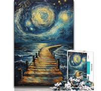 Puzzle Pont sous Le Ciel Nocturne pour Adolescents, 1000 pièces, Jouet éducatif et décompressant, Cadeau du Père Noël Secret, 50x75cm