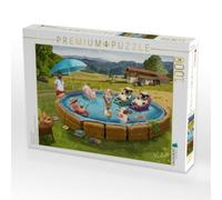 Puzzle · Poolparty im Feld | Bauernhoftiere entspannen im Pool · 1000 pièces · Format assemblé 64 × 48 cm · CALVENDO Puzzle