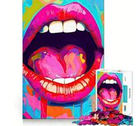Puzzle Pop Art Bouche 1000 Pièces pour Adultes Jeu Cognitif Amusant à Assembler Collection d'Images (38x26cm)