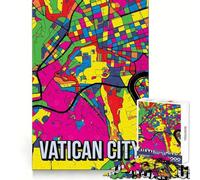 Puzzle Pop Art Carte de la Cité du Vatican pour Adolescents, 1000 pièces, entraînement de la mémoire, activité sereine, découpe Impeccable, Cadeau de Saison (38x52cm)