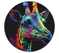 Puzzle Pop Art Girafe 1000 pièces, Puzzle Rond de 1000 pièces, idéal pour la décoration intérieure, l'entraînement cérébral et Les fêtes de Fin d'année, 67,5 x 67,5 cm
