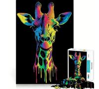 Puzzle Pop Art Girafe Arc-en-Ciel 1000 Pièces pour Adultes Stimulation Cérébrale et Anti-Stress Décoration Murale Bords Précis (38x52cm)