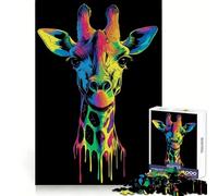 Puzzle Pop Art Girafe Arc-en-Ciel 1000 Pièces pour Adultes Stimulation Cérébrale et Anti-Stress Décoration Murale Bords Précis (38x52cm)
