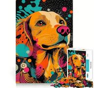 Puzzle Pop Art Golden Retriever éclatant pour Adultes 1000 pièces Jeu de mémoire et de réflexion Découpe Fine Finition Premium Un Moyen captivant de Passer Le Temps (38x26cm)
