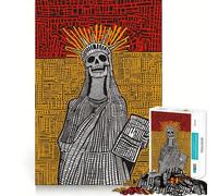 Puzzle Pop Art Jour des Morts Liberty Skull pour Adolescents 1000 pièces Renforce la mémoire Passe-Temps Calme Qualité Cadeau Festif (38x52cm)