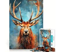 Puzzle Pop Art Portrait de Cerf, 1000 Pièces, Difficile, pour Adultes, Jeu Intelligent, Amusant et Décontracté, Découpe Précise, Cadeau Artistique 38x52cm