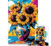 Puzzle Pop Art Vision Tournesols 1000 Pièces pour Adolescents Jeu de Logique et de Train Décoration Murale Légère et Découpe Lisse (38x52cm)