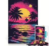 Puzzle Popart Coucher de Soleil sur la Plage pour Adolescents, 1000 pièces, améliore la mémoire, Calme et Amusant, Bords précis, Cadeau Artistique 50x75cm