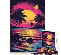 Puzzle Popart Coucher de Soleil sur la Plage pour Adolescents, 1000 pièces, améliore la mémoire, Calme et Amusant, Bords précis, Cadeau Artistique 50x75cm
