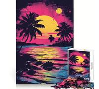 Puzzle Popart Coucher de Soleil sur la Plage pour Adultes, 1000 pièces, stimule la mémoire, apaise et divertit, découpe de qualité supérieure, Cadeau attentionné 38x26cm