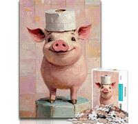 Puzzle Porcinet Jouant avec du Papier Toilette pour Adolescents, Puzzle de 1 000 pièces, Aide Le Cerveau à exercer des Jouets addictifs pour cultiver la Patience, Une œuvre d'art 50x75cm