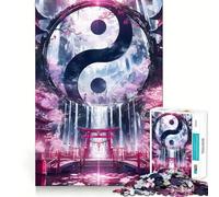 Puzzle Porte Torii Yin et Yang pour Adolescents,1000 pièces,Jeu de réflexion découpé au Laser pour Un Assemblage Parfait,Exercice Mental Calme à la Maison (38x52cm)