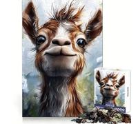 Puzzle Portrait d'alpaga Souriant, 1000 pièces, pour Adolescents, activité de réflexion à Domicile, Bords précis, Cadeau Festif 38x26cm