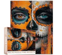 Puzzle portrait « Day of The Dead » de 1 000 pièces, effet rouille, fond texturé multicolore, 68,6 x 50,8 cm, jeux d'activités familiales stimulants, puzzle coloré pour décoration d'intérieur, cadeaux