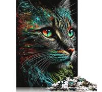 Puzzle Portrait de Beau Chat pour Adultes et Puzzles en Papier de 1000 Pièces pour Adultes Puzzles pour 12 Ans et Plus Cadeaux de Noël 1000pcs (75x50cm)