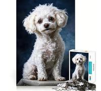Puzzle Portrait de Caniche Blanc,1000 pièces,Jeu de mémorisation mentale,découpage de Haute précision,activité Manuelle,défi cérébral interactif pour la Maison (50x75cm)