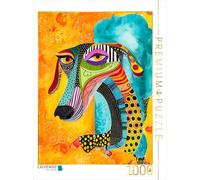 Puzzle · Portrait de Chien Pop-Art de Style rétro | Des couleurs abstraites et vives font de ce portrait de chien… · 1000 pièces · Format assemblé 64 × 48 cm · CALVENDO Puzzle