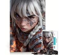 Puzzle Portrait de Femme guerrière 1000 pièces,Jeu de Construction Focus,Assemblage Parfait sans écart,activité gratifiante pour Les Jours de Pluie (50x75cm)