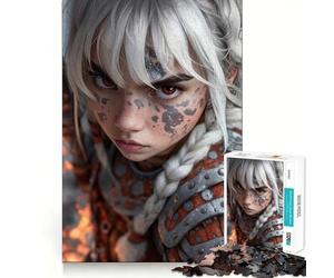 Puzzle Portrait de Femme guerrière 1000 pièces,Jeu de Construction Focus,Assemblage Parfait sans écart,activité gratifiante pour Les Jours de Pluie (50x75cm)