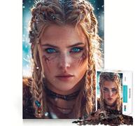 Puzzle Portrait de Femme guerrière pour Adultes,1000 pièces,Jeu de Concentration,découpe de précision,Bords Lisses,défi Amusant pour Passer Le Temps (38x26cm)