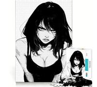 Puzzle Portrait de Fille Anime en colère,1000 pièces,Jeu de Construction Focus,Assemblage Parfait sans écart,activité gratifiante pour Les Jours de Pluie (38x52cm)