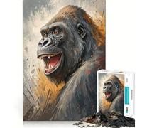 Puzzle Portrait de Gorille Souriant pour Adolescents, 1000 pièces, Jeu de logique, Amusement d'intérieur, Bords précis, pièce de Collection 38x26cm