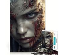 Puzzle Portrait de Guerrier Blessé 1000 Pièces Jeu de Réflexion Amusant Pièces Imbriquées Parfaitement Parfaites Cadeau d'anniversaire Casse-tête (50x75cm)