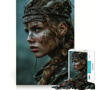 Puzzle Portrait de guerrière Viking pour Adolescents,1000 pièces,Jeu Stimulant l'esprit,Assemblage sécurisé et Solide,activité de Partage en Famille (38x26cm)