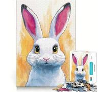Puzzle Portrait de Lapin Blanc 1000 pièces à reconstituer,Jeu Amusant et sans bavures,pièces nettes et découpées,Jeu Portable et idéal pour Les Voyages (38x52cm)