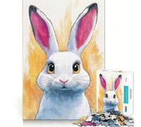 Puzzle Portrait de Lapin Blanc 1000 pièces pour Adolescents,Jeu Stimulant l'esprit,Assemblage Solide et sécurisé,activité Amusante en Famille Le Soir (38x26cm)