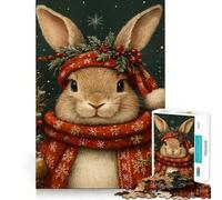 Puzzle Portrait de Lapin d'hiver,1000 pièces,Jeu de mémorisation mentale,découpage de Haute précision,activité Manuelle,défi cérébral interactif pour la Maison (38x26cm)
