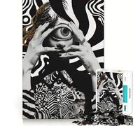 Puzzle Portrait de l'Œil Qui voit Tout 1000 pièces Stimulation Cognitive Jeu Amusant Pièces nettes et sans bavures Jouet de Loisirs d'intérieur pour Les fêtes (38x26cm)