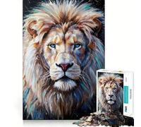Puzzle Portrait de Lion Blanc pour Adultes 1000 Pièces Jeu de Mémoire Assemblage Solide et Sécurisé Jeu de Connexions Significatif (38x52cm)