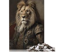 Puzzle Portrait de Lion Royal de Style Renaissance pour Adolescents 1000 Pièces Puzzle en Bois Puzzles pour Adultes Activité Familiale Puzzles 1000pcs (75x50cm)