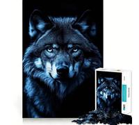 Puzzle Portrait de Loup 1000 pièces Jeu cognitif Amusant Structure à emboîter précise Activité de Partage pour Les Proches (50x75cm)