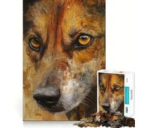 Puzzle Portrait de Loup 1000 pièces Jeu cognitif Amusant Structure à emboîter précise Activité de Partage pour Les Proches (38x26cm)