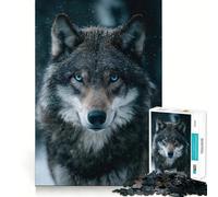 Puzzle Portrait de Loup 1000 pièces Stimulation Cognitive Amusant Pièces nettes et sans bavures Jouet de Divertissement d'intérieur pour Les Vacances (50x75cm)
