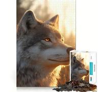 Puzzle Portrait de Loup dans Une Lumière Dorée 1000 Pièces Jeu Stimulant Le Cerveau Assemblage Parfait Adapté Divertissement Confortable à l'Intérieur pour Tous (50x75cm)