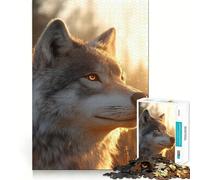 Puzzle Portrait de Loup dans Une Lumière Dorée pour Adolescents 1000 Pièces Jeu de Stimulation Mentale Pièces Nettement Découpées et sans Bavures Facile à Apprendre Plaisir en Famille (38x26cm)