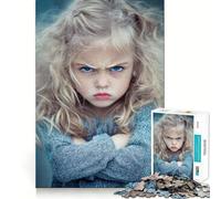 Puzzle Portrait de Petite Fille en colère pour Adolescents,1000 pièces,Jeu Stimulant l'esprit,Assemblage sécurisé et Solide,activité de Partage en Famille (50x75cm)