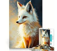 Puzzle Portrait de Renard Blanc pour Adolescents,1000 pièces,Jeu de mémoire Amusant,Surface Lisse sans bavures,Cadeau d'anniversaire,Casse-tête (50x75cm)